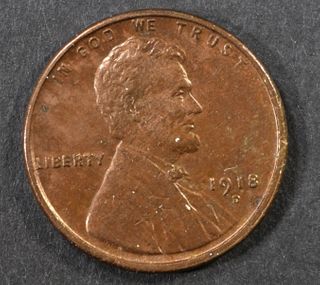 1918-D LINCOLN CENT  CH BU  SOME RED
