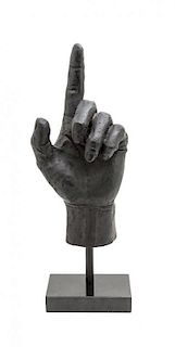 A Cast Metal Figure of a Hand, Height 25 inches.