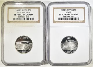 LOT OF 2 NGC GRADED SILVER STATE QUARTERS: