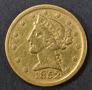1852-D $5 GOLD LIBERTY XF RARE BRANCH MINT