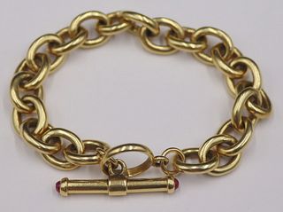 JEWELRY. 18kt Gold Link Bracelet with Toggle Clasp