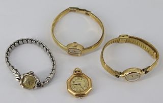 JEWELERY. Grouping of (3) ladies 14kt Gold Watches