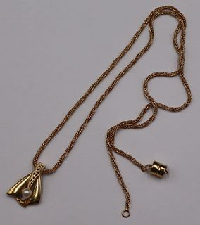 JEWELRY. 14kt Gold and Pearl Pendant and 14kt Gold
