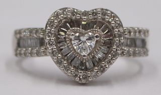 JEWELRY. 14kt White Gold and Diamond Heart Ring.