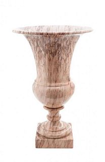 A Classical-Style Pink Marble Floor Urn, Height 24 x diameter 15 1/2 inches.