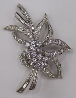 JEWELRY. Platinum and Diamond Floral Spray Pendant