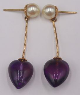 JEWELRY. 14kt Gold, Pearl, and Polished Amethyst