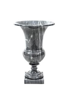 A Classical-Style Grey Alabaster Floor Urn, Height 24 x diameter 15 1/2 inches.