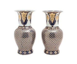 A Pair of Sevres Style Porcelain Vases, Height 12 inches.