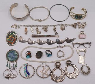 JEWELRY. Assorted Grouping of Silver Jewelry.