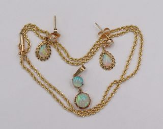 JEWELRY. 14kt Gold and Opal Jewelry Grouping.