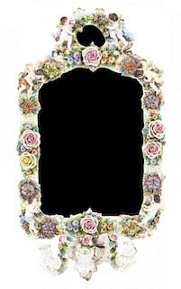 A Capodimonte Style Mirror, Height 33 3/4 x width 17 3/4 inches.