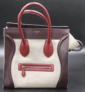 COUTURE. Celine Tri-color Leather and Canvas Bag.