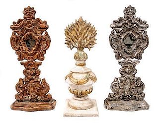 Three Italian Giltwood Architectural Finials, Height of taller 25 inches.