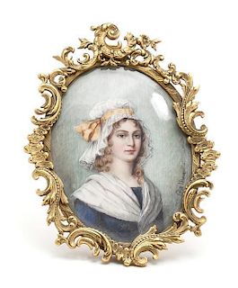 A Continental Portrait Miniature, Louis Gallier, Height 4 3/4 inches.