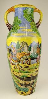 Large Vintage Italian Majolica Handled Urn