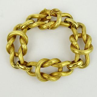 Vintage Italian 18 Karat Heavy Yellow Gold Bracelet. Signed 750, hallmarked.