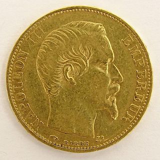 Swiss 1858 20 Franc Gold Coin.