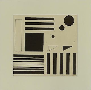 Henryk Berlewi (1894-1967) Ink on paper "Abstract Composition" Signed and dated 1922 en verso.