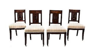 A Set of Four George III Style Side Chairs, Height 33 inches.