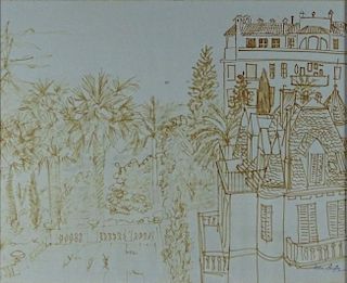 Jean Dufy French, (1888-1964) Ink on paper "South Of France"