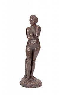 A Decorative Bronzed Metal Sculpture of a Woman, Height 49 inches.