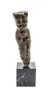 A Bronze Classical-Style Figure of a Female Torso, Height overall 14 inches.