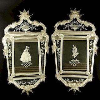 Pair of Early to Mid 20th Century Venetian Mirrors.