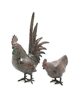 Two Metal Figures of Birds, Height of taller 13 inches.