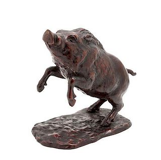 A Cast and Painted Metal Figure of a Warthog, Height 8 inches.