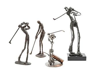 A Collection of Three Bronze Figures of Golfers, Height of tallest 12 1/4 inches.