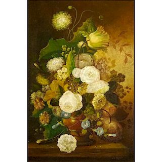 Decorative 20th Century Oil on Canvas, Still Life with Flowers.
