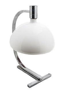 An Italian Modern Chrome and Glass Table Lamp, Franco Albini, Height 26 1/2 inches.