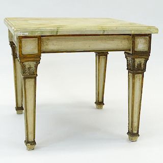 20th Century Italian Distressed painted and Faux Marble Occasional Table.