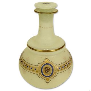 Antique Gilt and Enamel Decorated Opaline Glass Vanity Decanter.