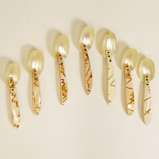 Set of Seven (7) Natural Shell Small Spoons.