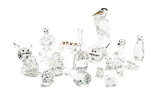 A Collection of Nineteen Swarovski Crystal Figurines, Height of tallest 6 inches.