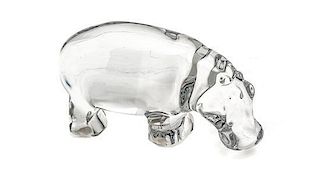A Baccarat Glass Hippopotamus, Length 6 inches.