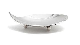 A Modernist Sterling Bowl, Length 6 5/8 inches.