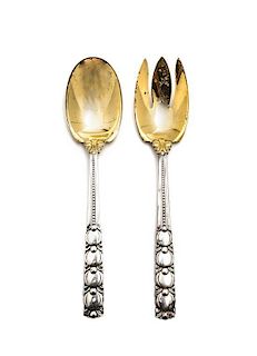 Sterling Salad Servers, Length 9 3/4 inches.