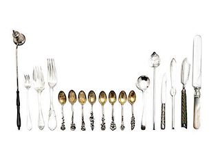 A Group of Silver and Silver-Plate Flatware, Length of longest 9 5/8 inches.