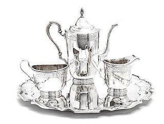 An American Silver Coffee Service, Height of first 8 3/4 inches.
