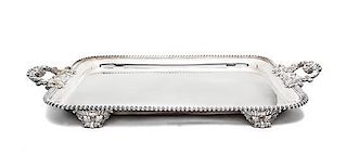 An Oversized Sheffield Silver-Plate Tray, Length over handles 29 3/4 inches.