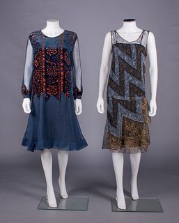 VOIDED VELVET & LAME EMBROIDERED PARTY DRESSES, 1920s