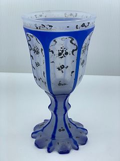 IMPORTANT BLUE OPALESCENT OVERLY GOBLET