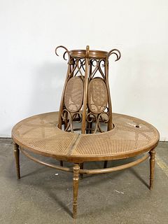 Round Bentwood Caned Bench Thonet Style