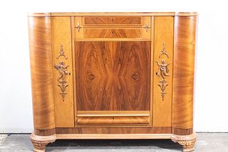 Large Wood Art Deco Sideboard Cabinet 
