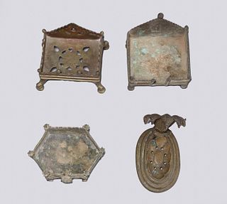 Four Antique Indian Metal Bases