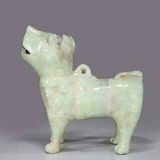 Chinese Green Glazed Ceramic Dog