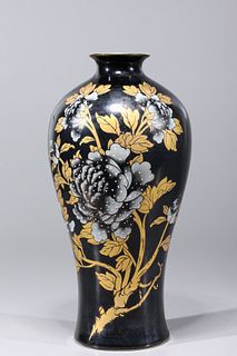 Chinese Black Ground Porcelain Vase
